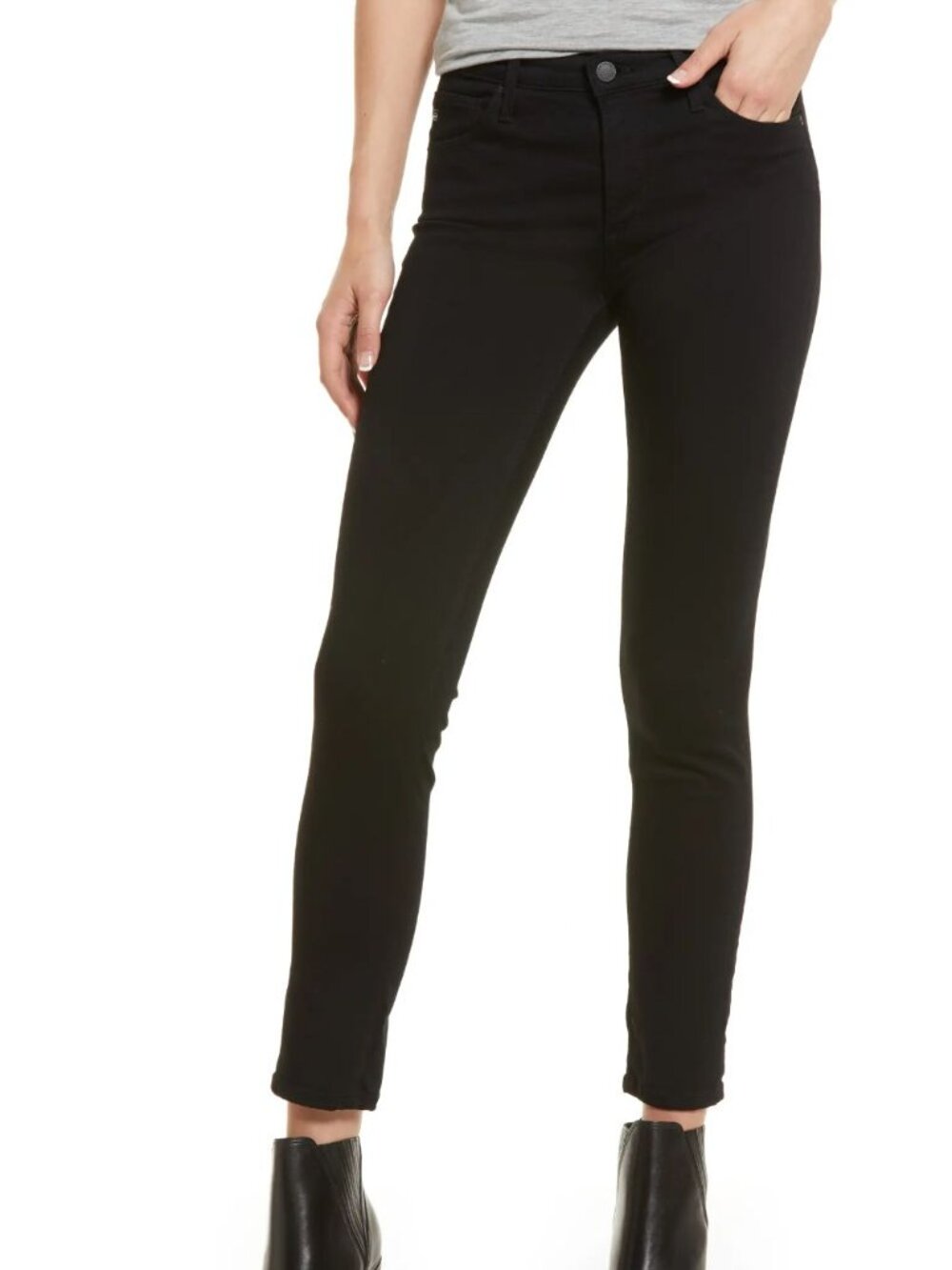 AG Prima Mid Rise Ankle Cigarette Jeans Super Black Sz 27